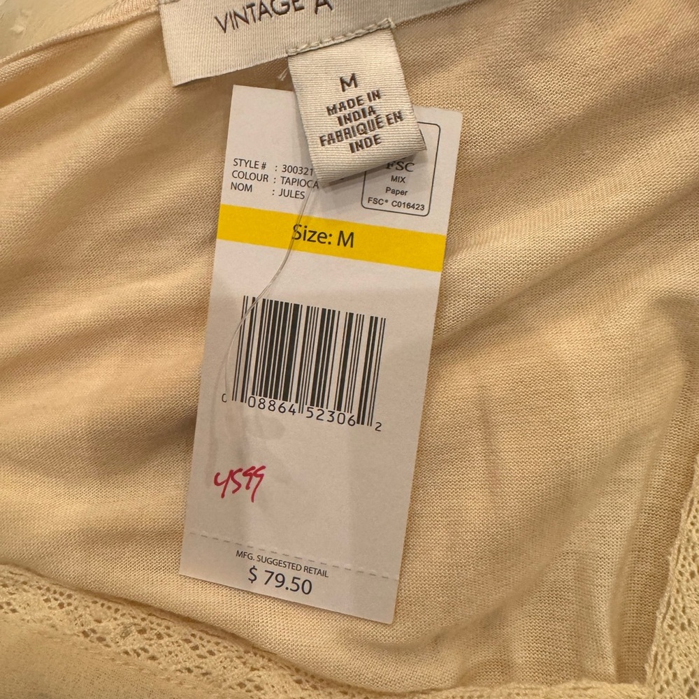 VINTAGE AMERICA brand Ivory Lacey Blouse Size Medium  New With Tags Cottagecore - Picture 3 of 7